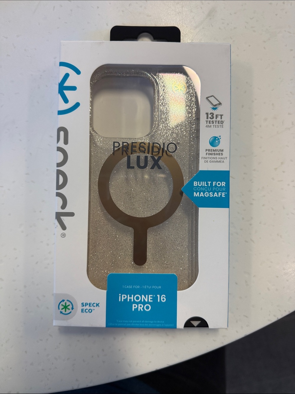 Speck Presidio Lux Glitter MagSafe Case for iPhone 16 Pro - Sparkling Gold